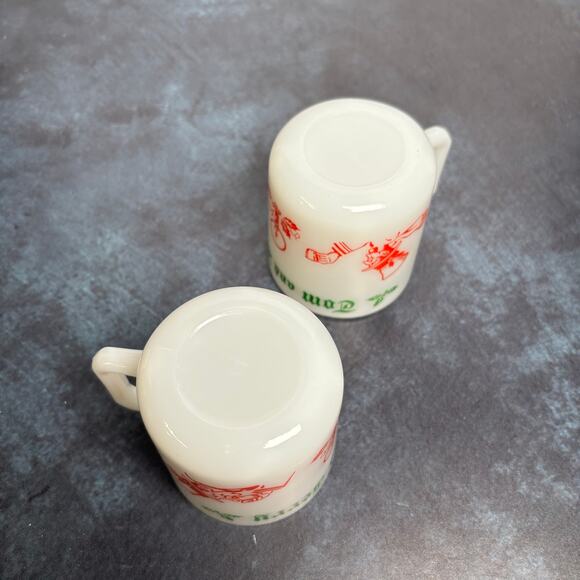 Vintage Hazel Atlas Tom and Jerry Egg Nog Mugs Milk Glass, Set of 2 - Picture 5 of 5